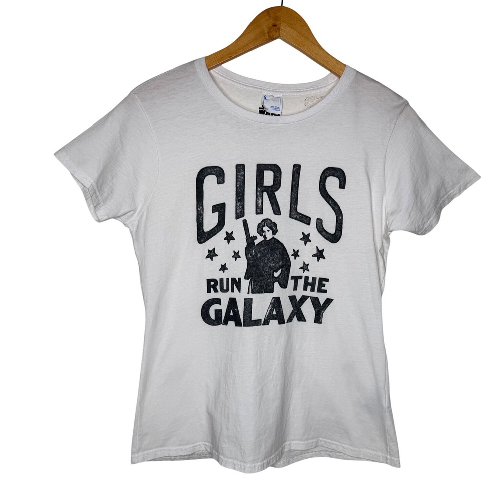 Star‎ Wars Girls Run The Galaxy T-Shirt Women Small White Good Princess Leia Tee